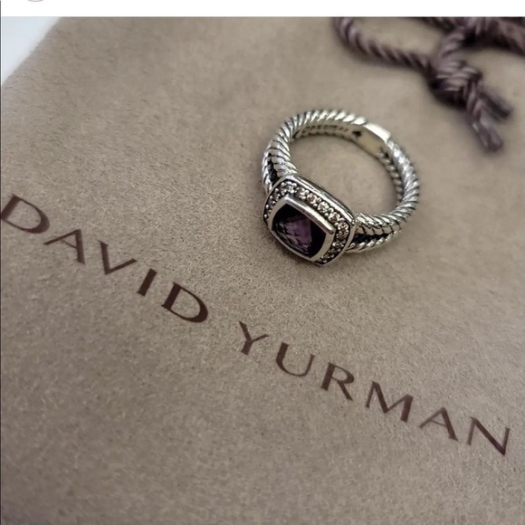 DAVID YURMAN Albion petite ring with amethyst stone and diamonds in size 6 - Picture 2 of 8
